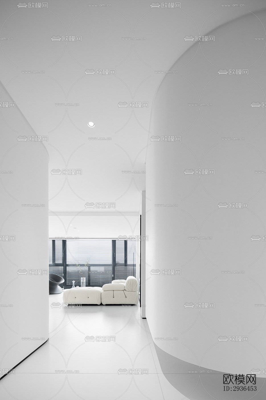 现代办公区效果图下载（渲染图1）