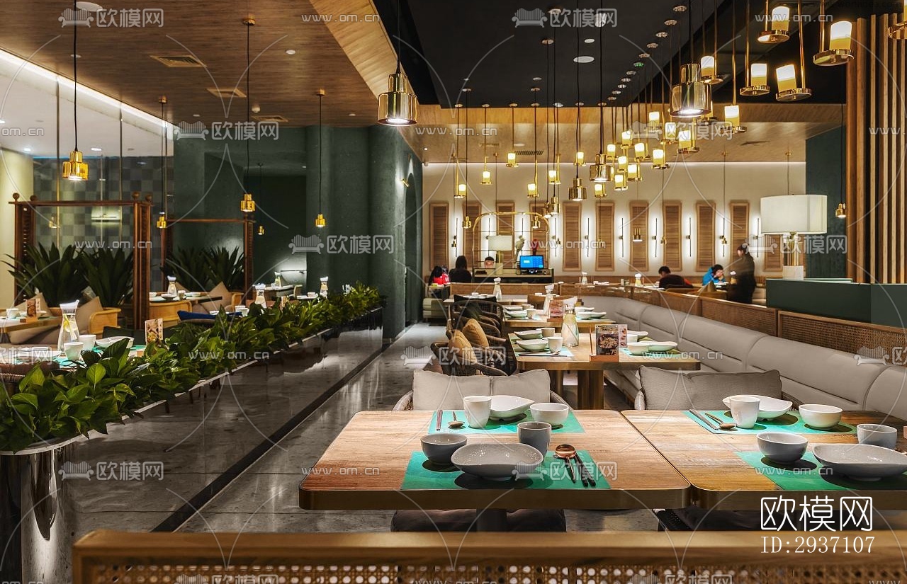 东南亚西餐厅效果图下载（渲染图10）