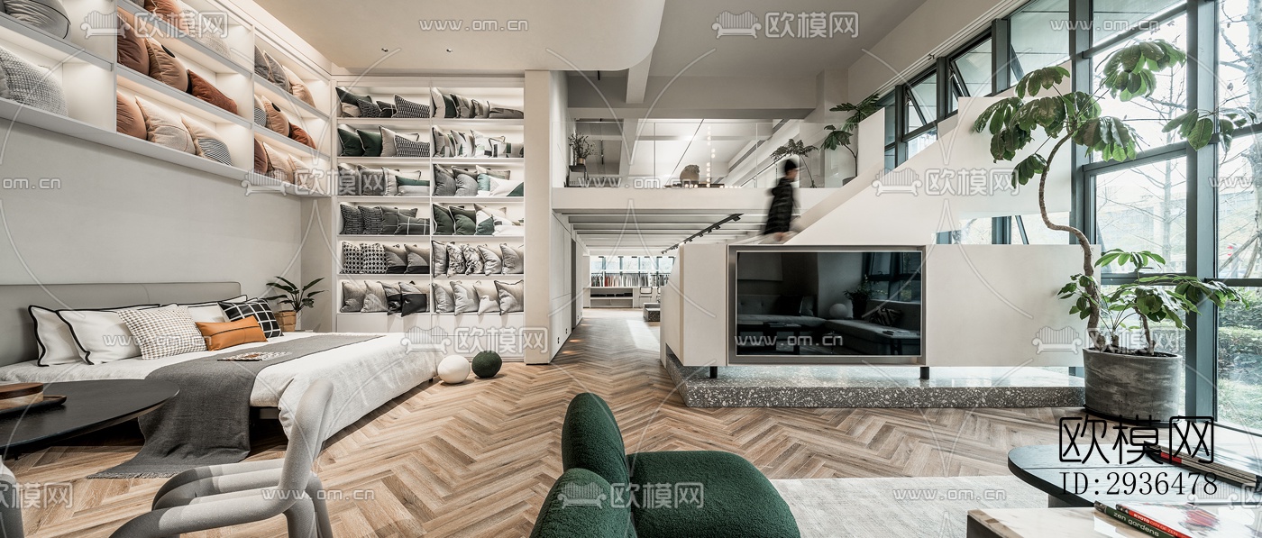 现代办公区效果图下载（渲染图5）