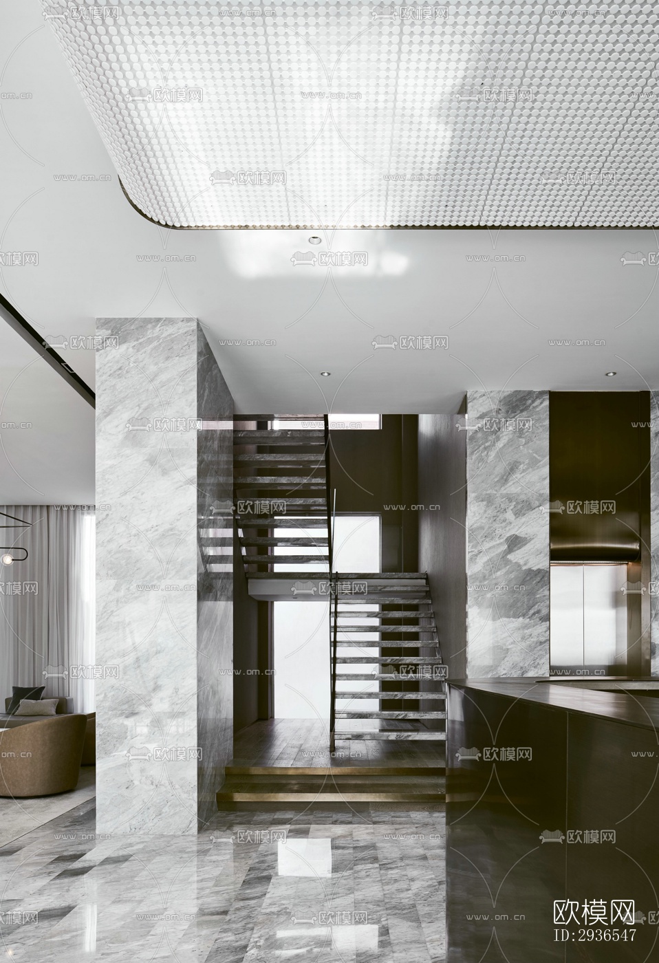 新中式商务大堂效果图下载（渲染图8）