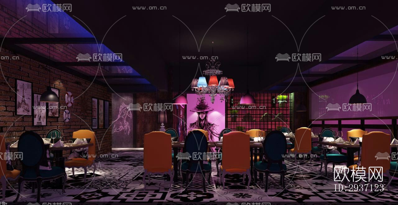 工业风西餐厅效果图下载（渲染图7）