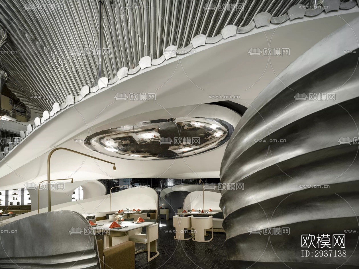 高级灰西餐厅效果图下载（渲染图14）