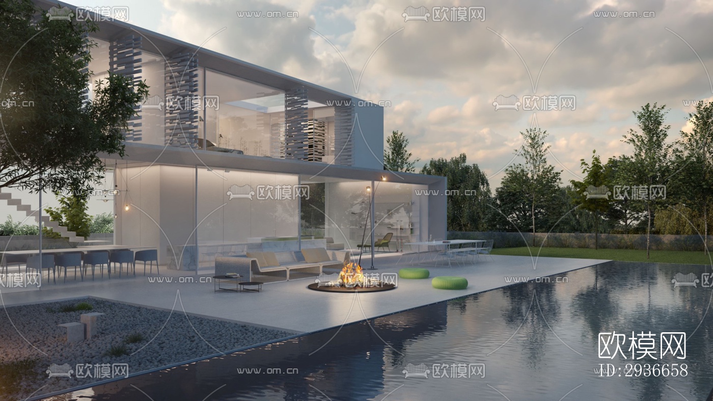 现代居住建筑效果图下载（渲染图9）