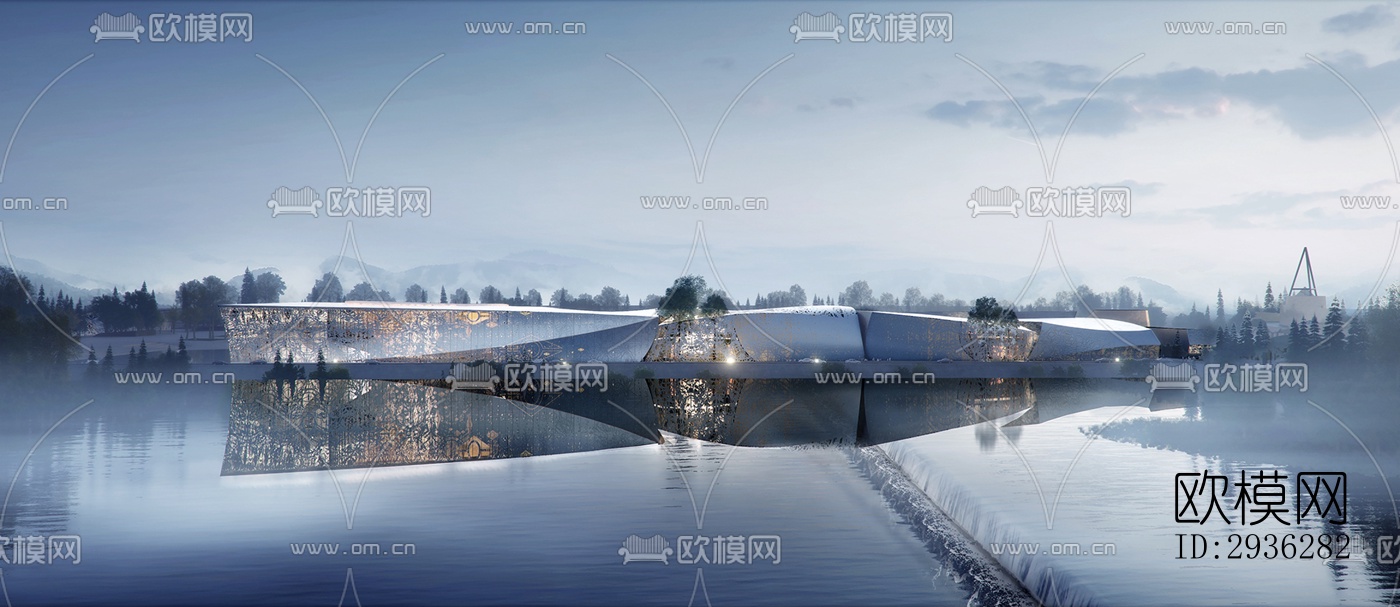 新中式美术博物馆效果图下载（渲染图17）