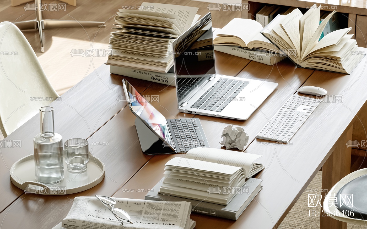 中古风办公区效果图下载（渲染图8）