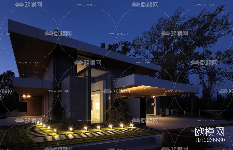 现代居住建筑效果图下载(渲染图17)