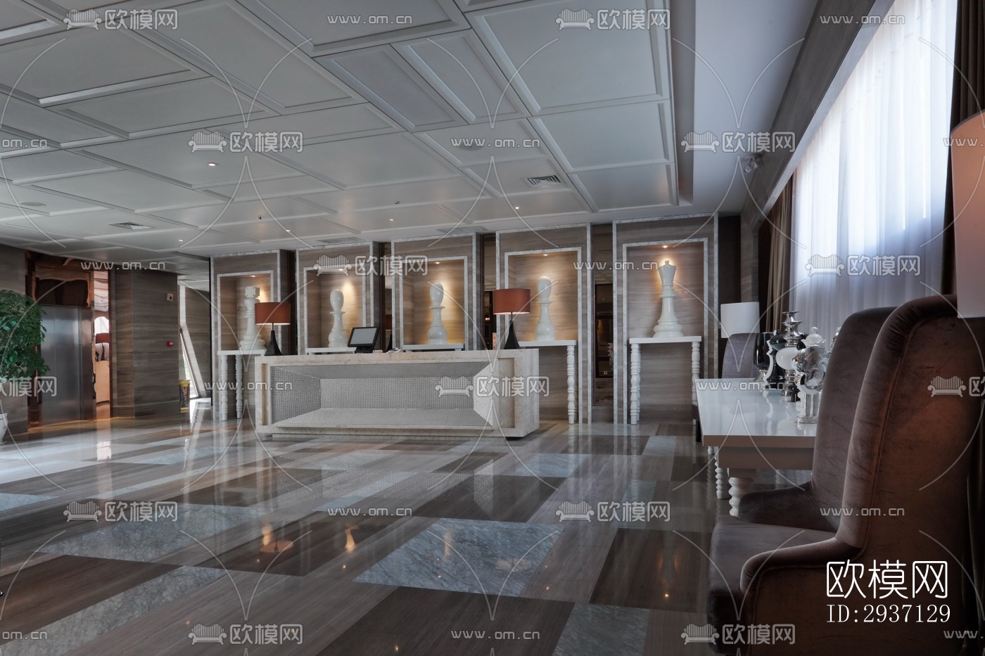 欧式西餐厅效果图下载（渲染图1）