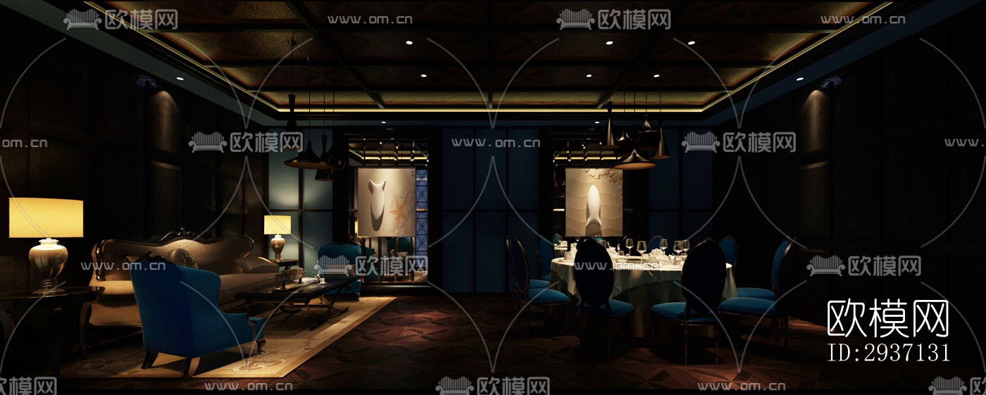 欧式西餐厅效果图下载（渲染图3）