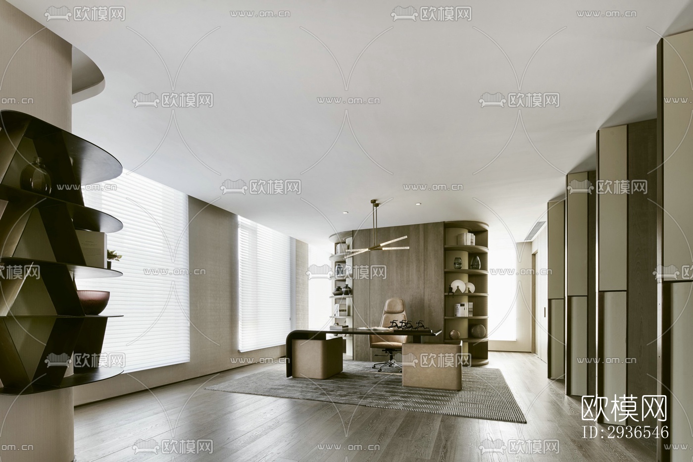 新中式商务大堂效果图下载（渲染图12）