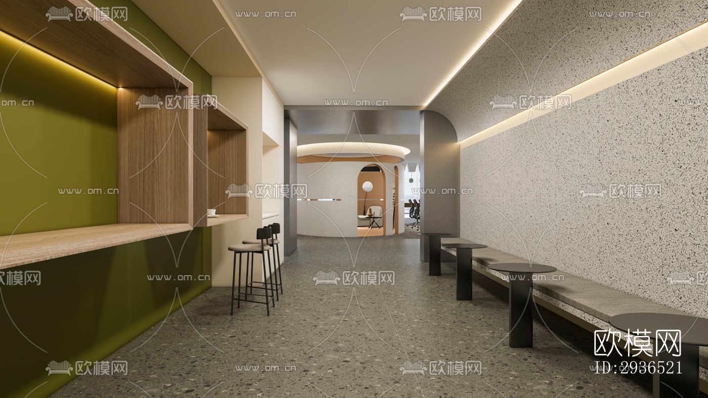 现代办公区效果图下载（渲染图3）