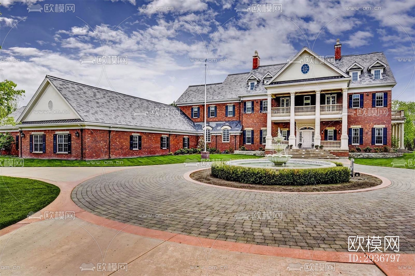 美式居住建筑效果图下载（渲染图6）