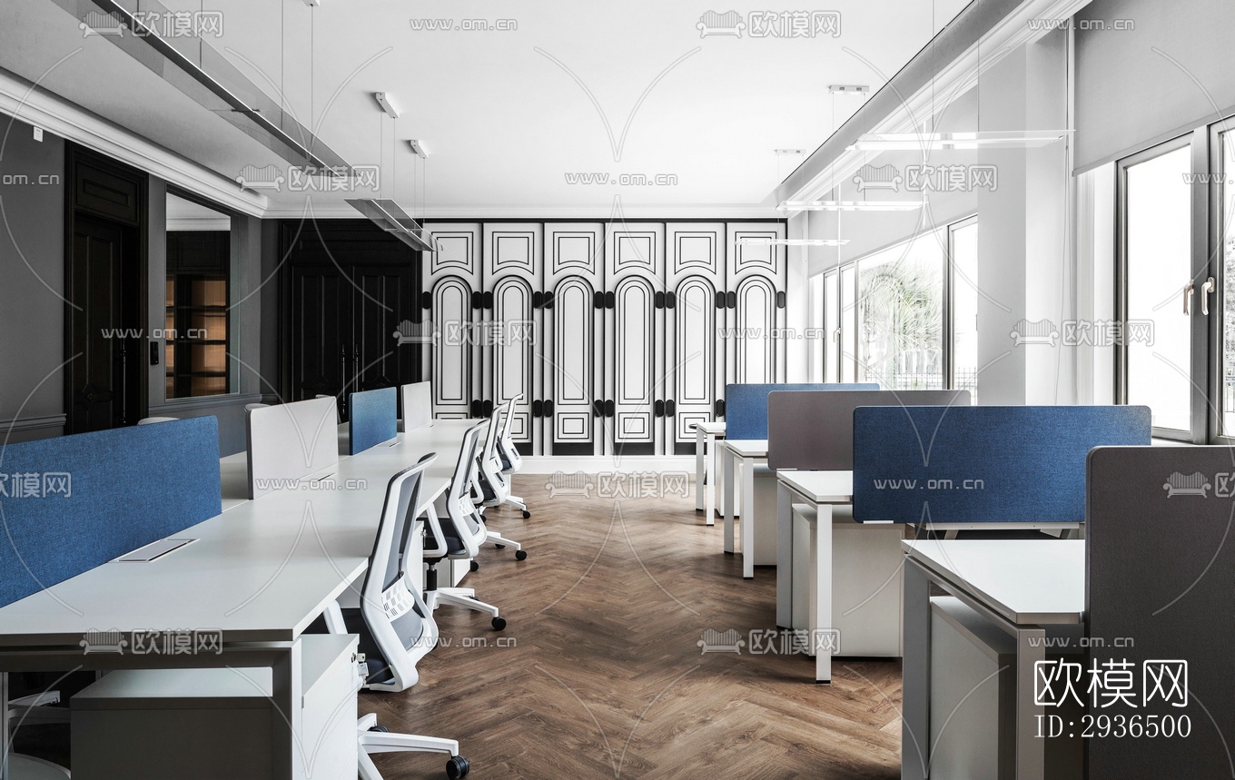 现代办公区效果图下载（渲染图12）
