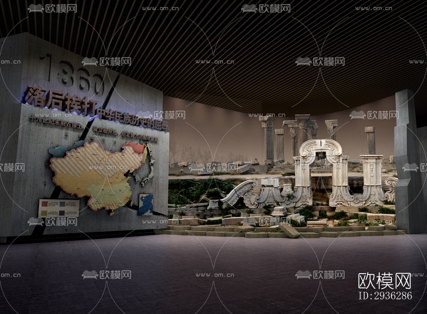 新中式美术博物馆效果图下载（渲染图7）