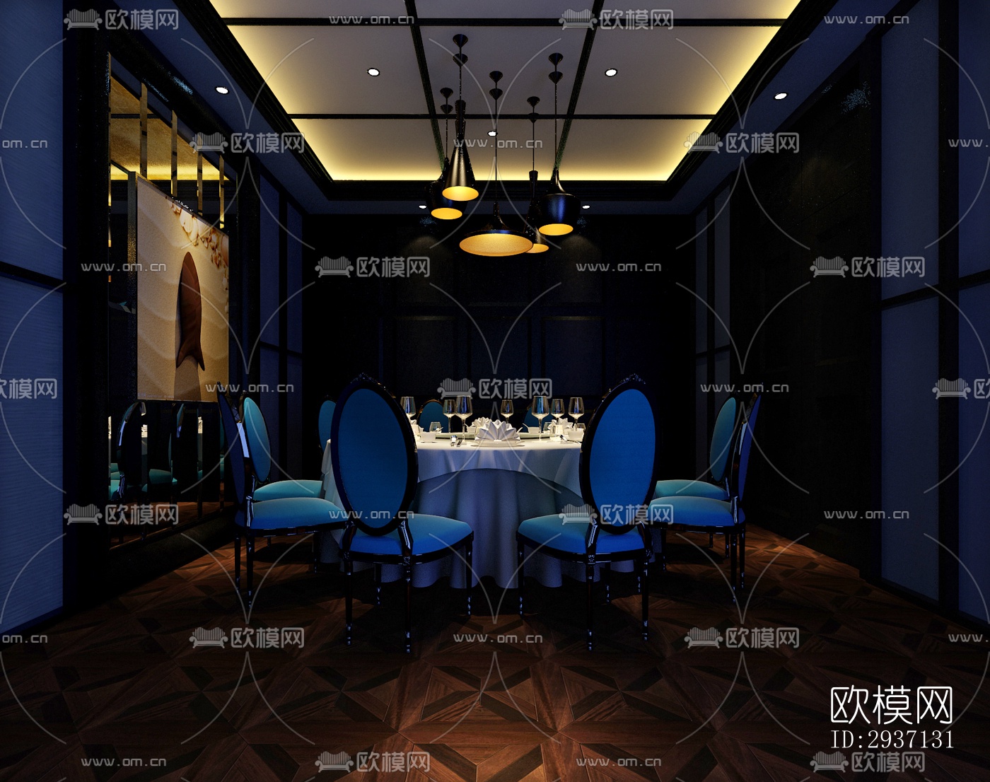 欧式西餐厅效果图下载（渲染图1）