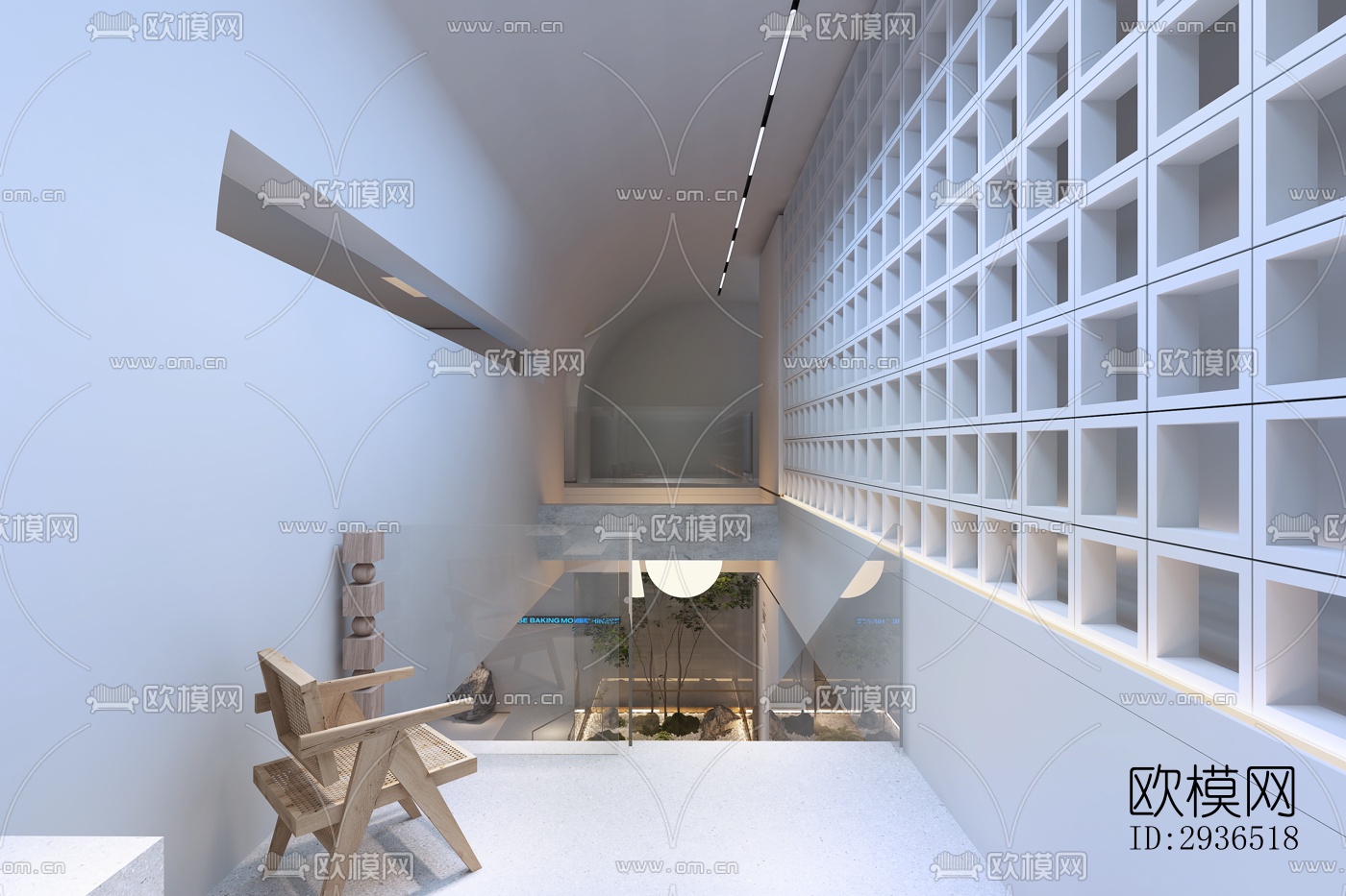 现代办公区效果图下载（渲染图3）