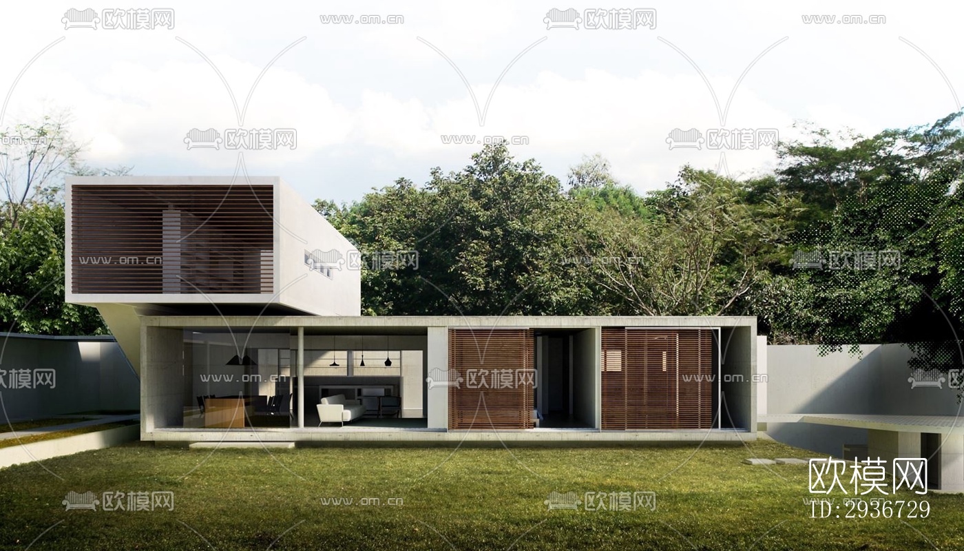 现代居住建筑效果图下载（渲染图12）