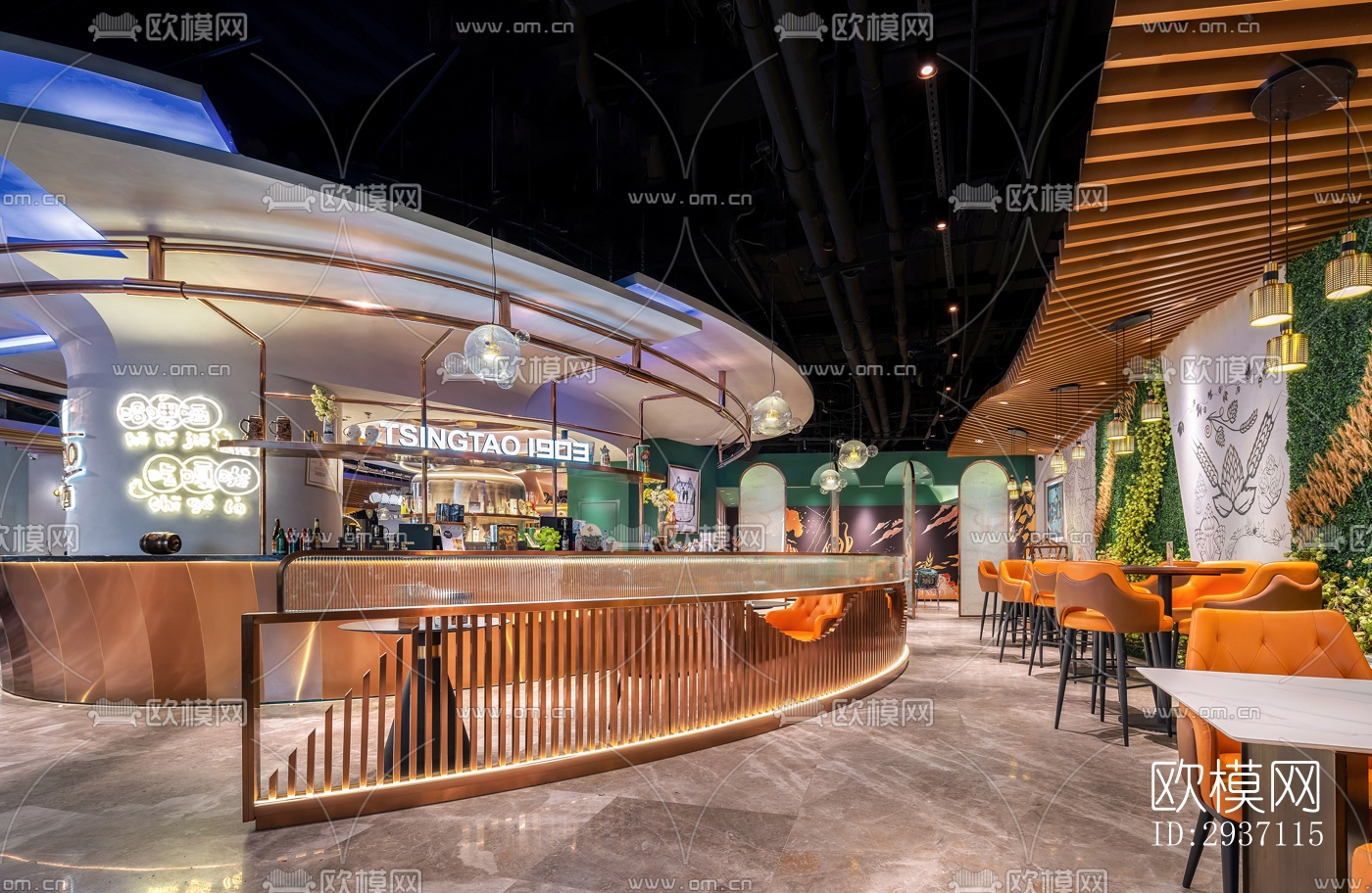 后现代西餐厅效果图下载（渲染图9）