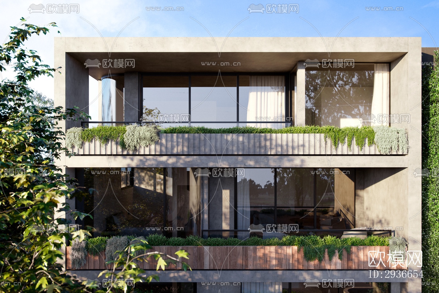 现代居住建筑效果图下载（渲染图12）