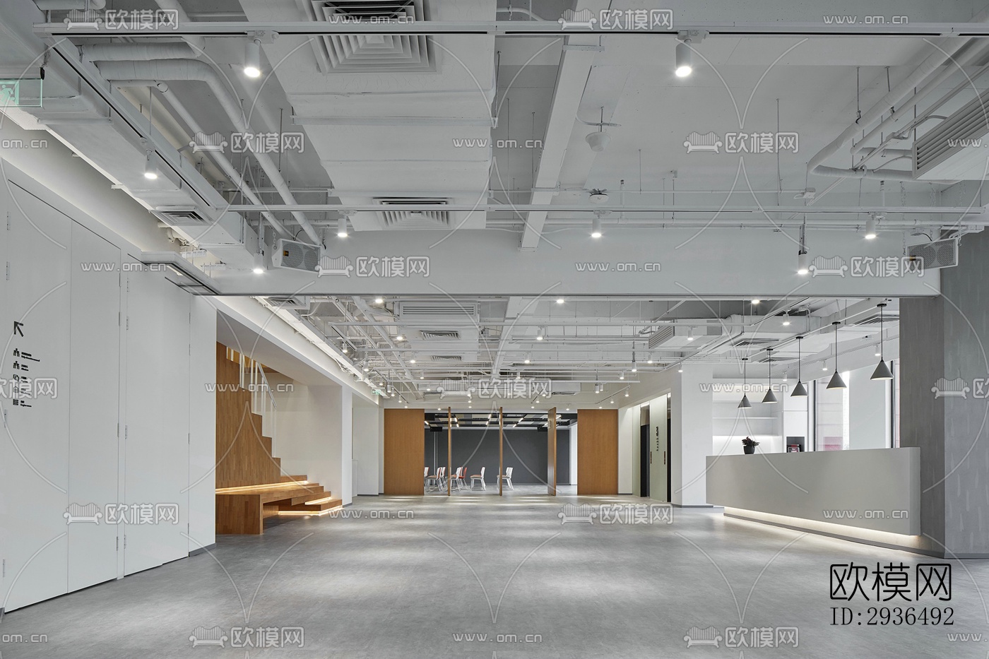 现代办公区效果图下载（渲染图9）