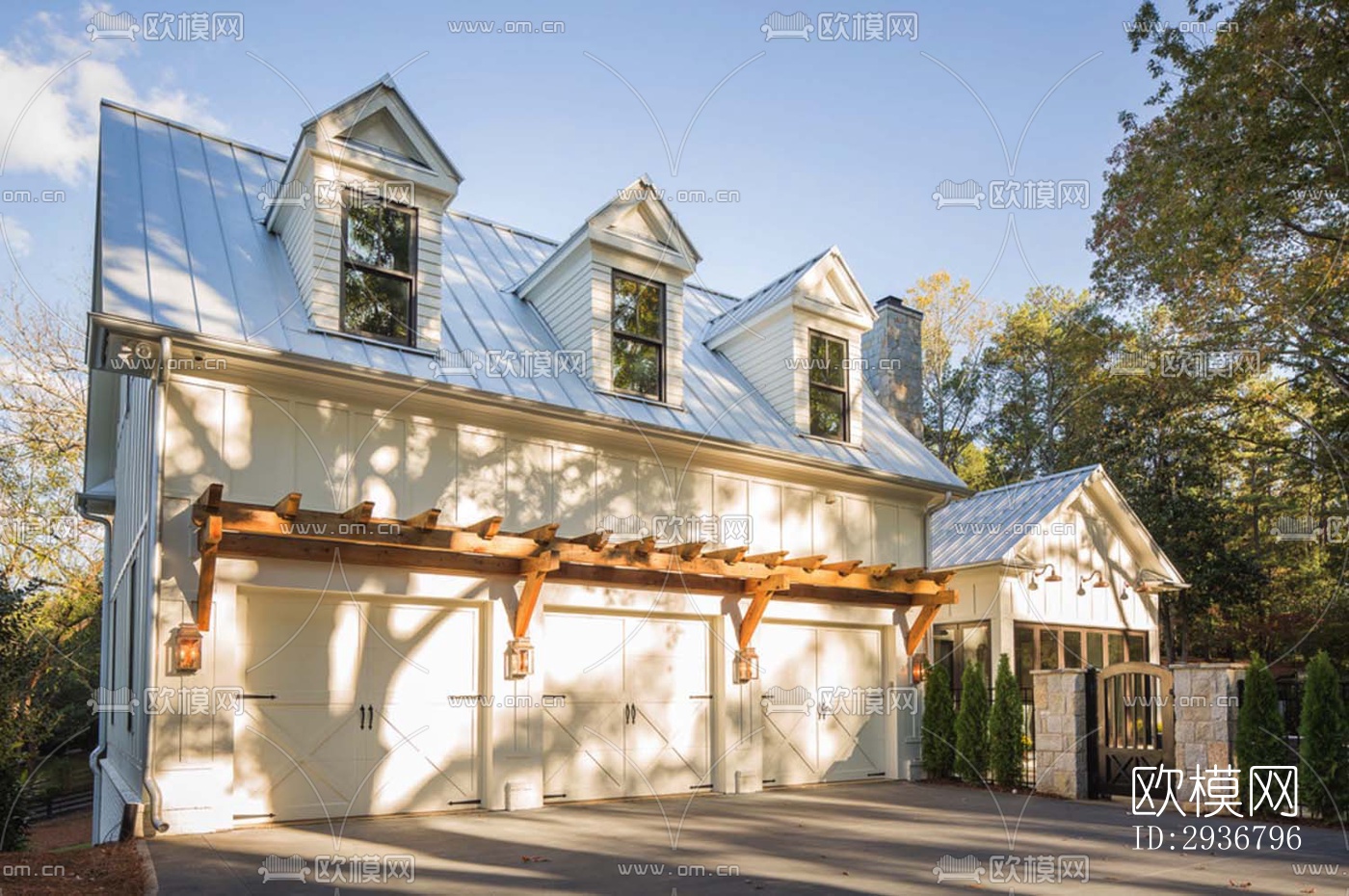 美式居住建筑效果图下载（渲染图3）