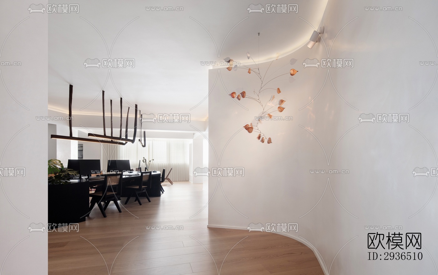 现代办公区效果图下载（渲染图3）