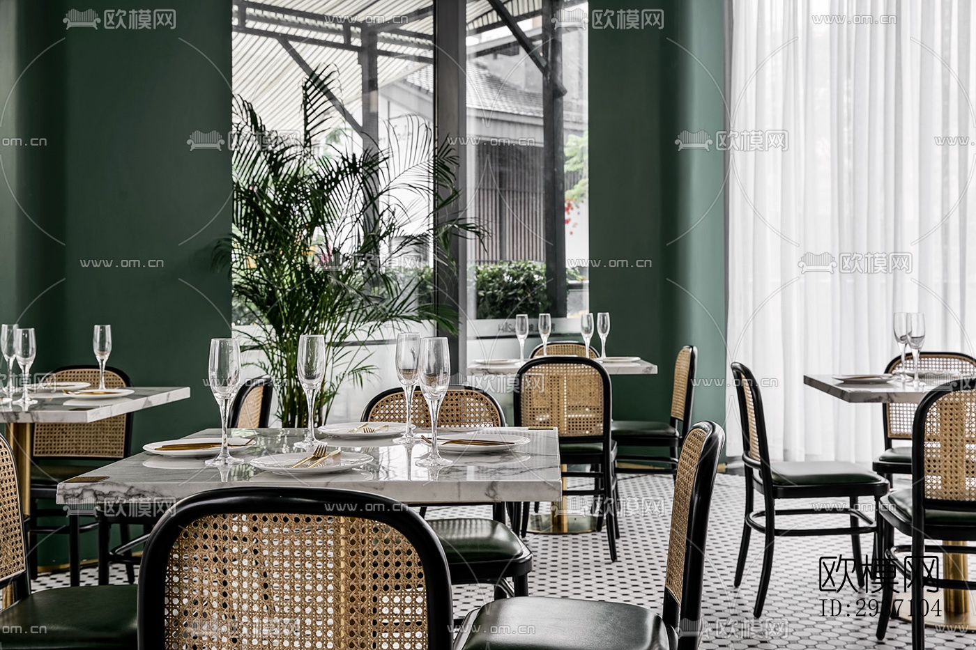 东南亚西餐厅效果图下载（渲染图3）