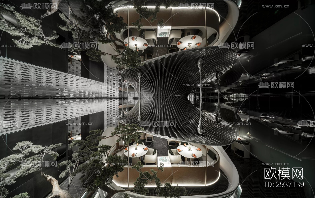 高级灰西餐厅效果图下载（渲染图7）