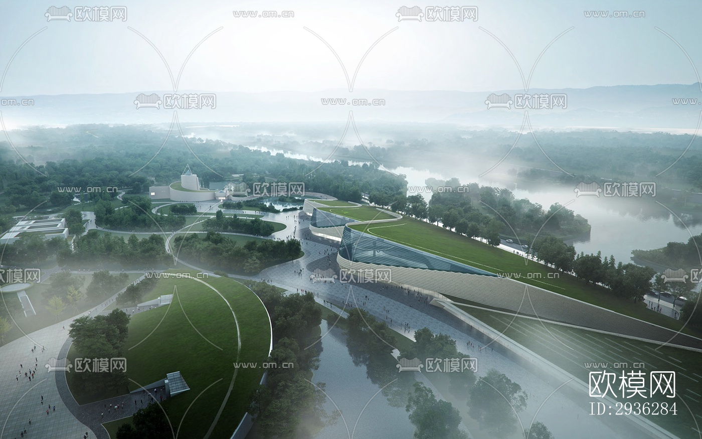 新中式美术博物馆效果图下载（渲染图6）