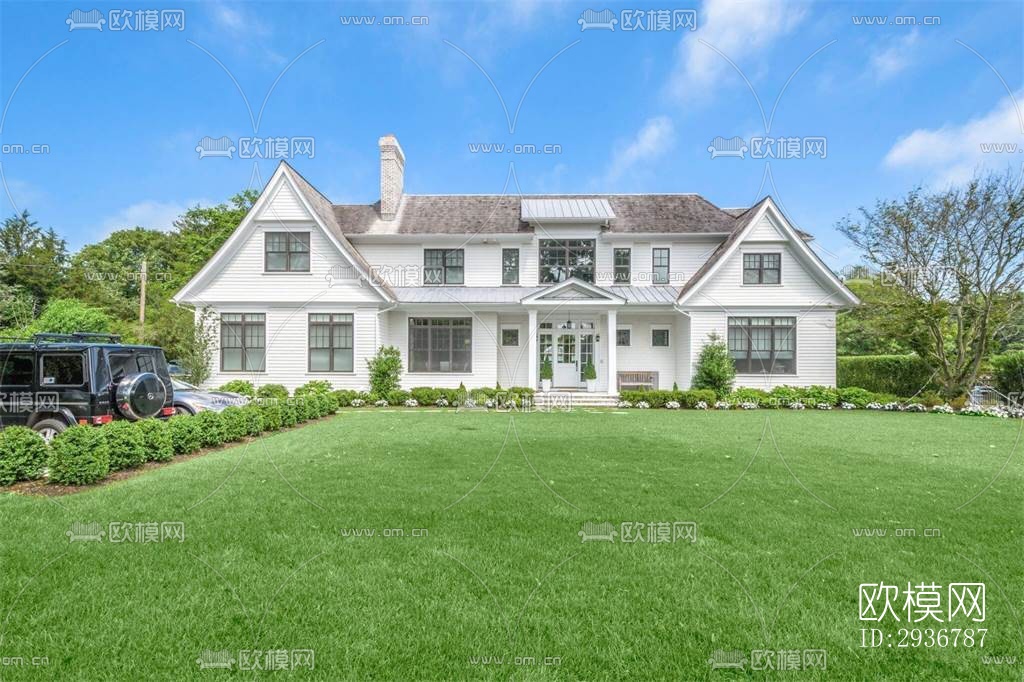 美式居住建筑效果图下载（渲染图19）