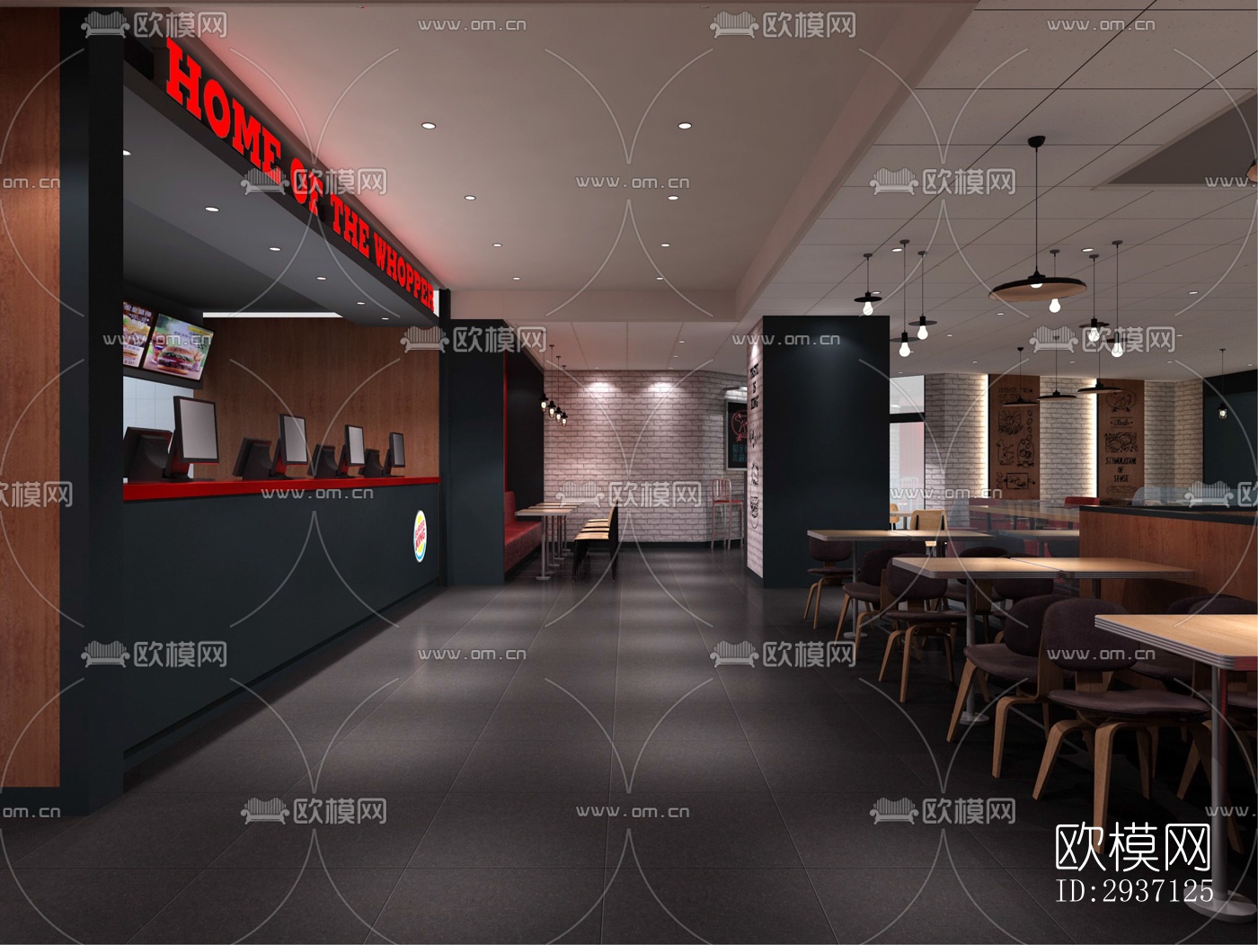 工业风西餐厅效果图下载（渲染图4）