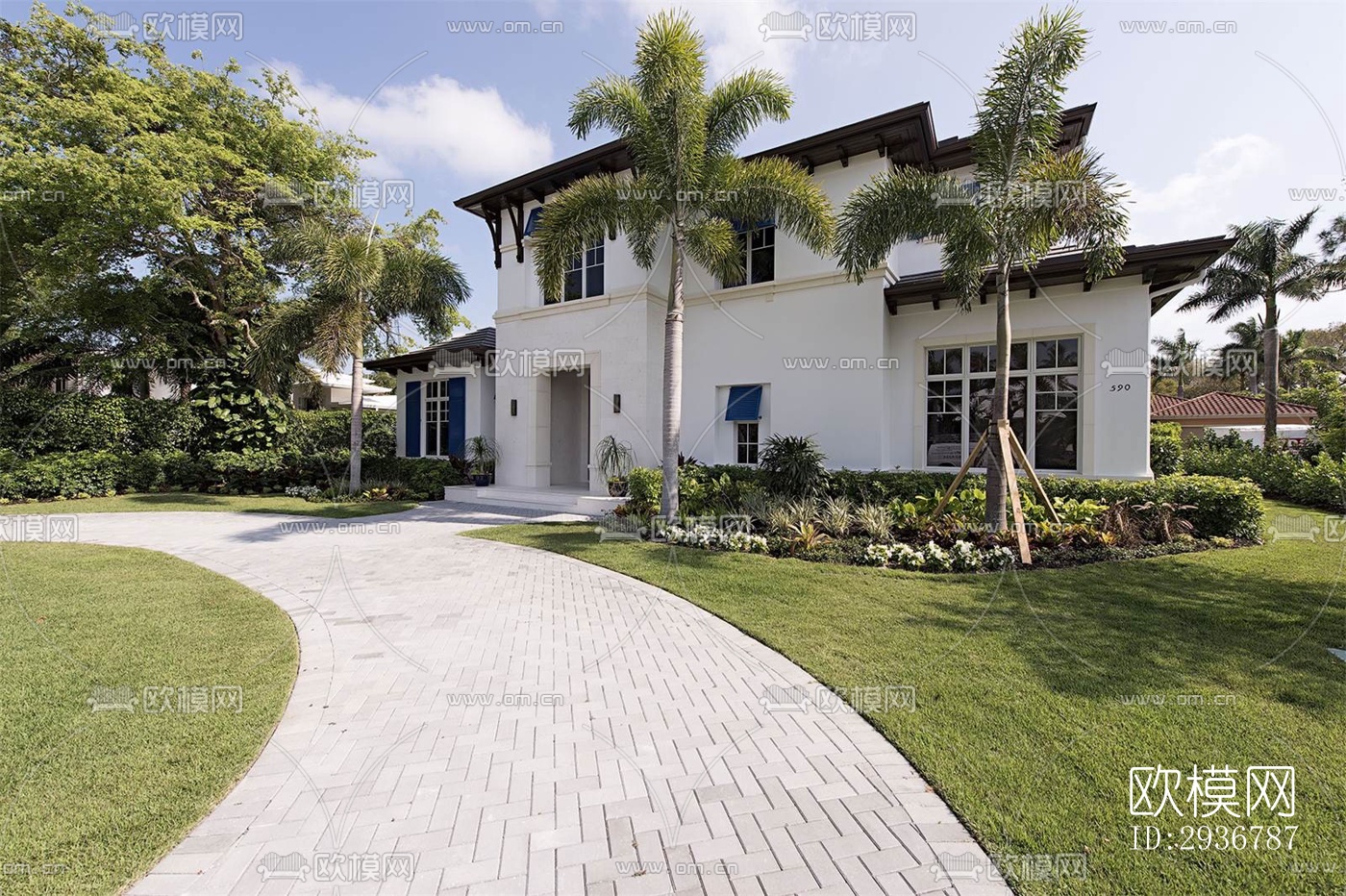 美式居住建筑效果图下载（渲染图13）