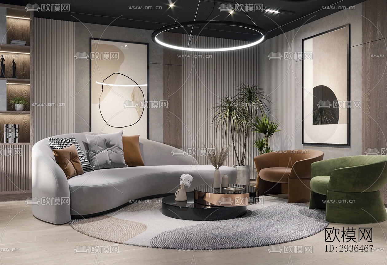 现代办公区效果图下载（渲染图11）