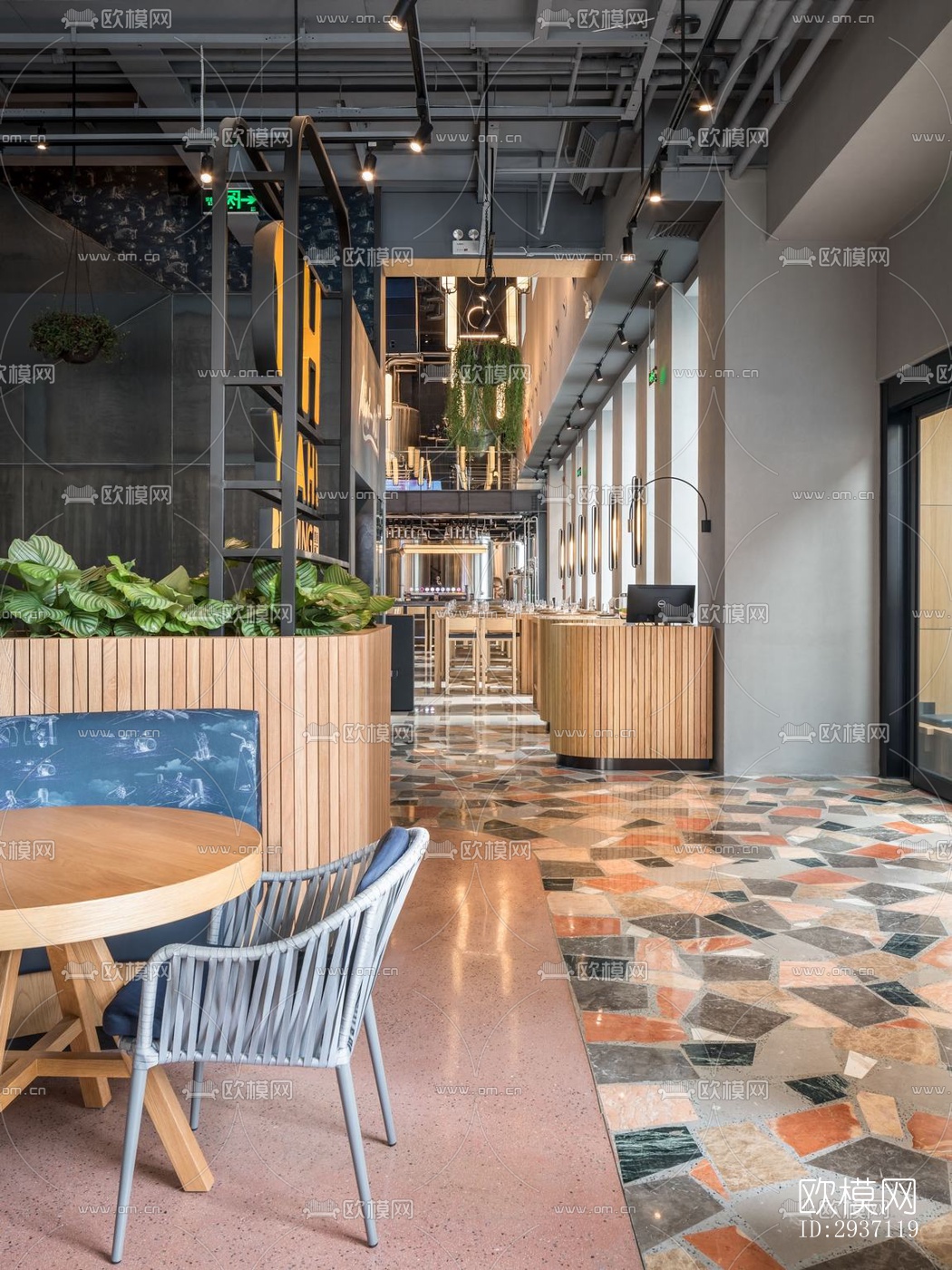 工业风西餐厅效果图下载（渲染图4）