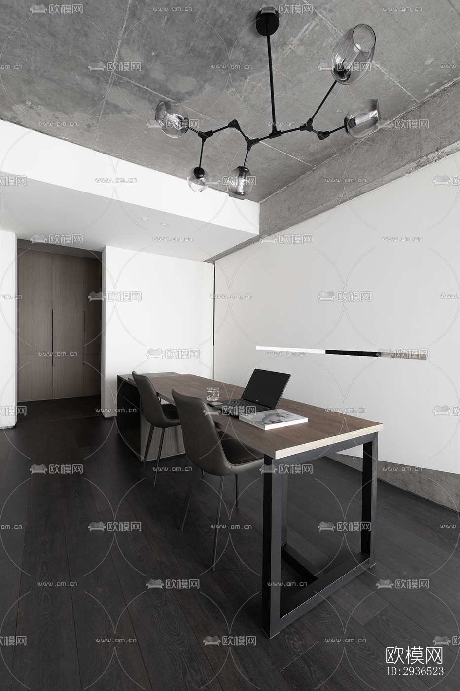 高级灰办公区效果图下载（渲染图12）