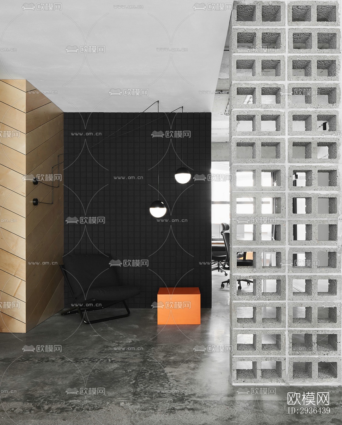 工业风办公区效果图下载（渲染图18）