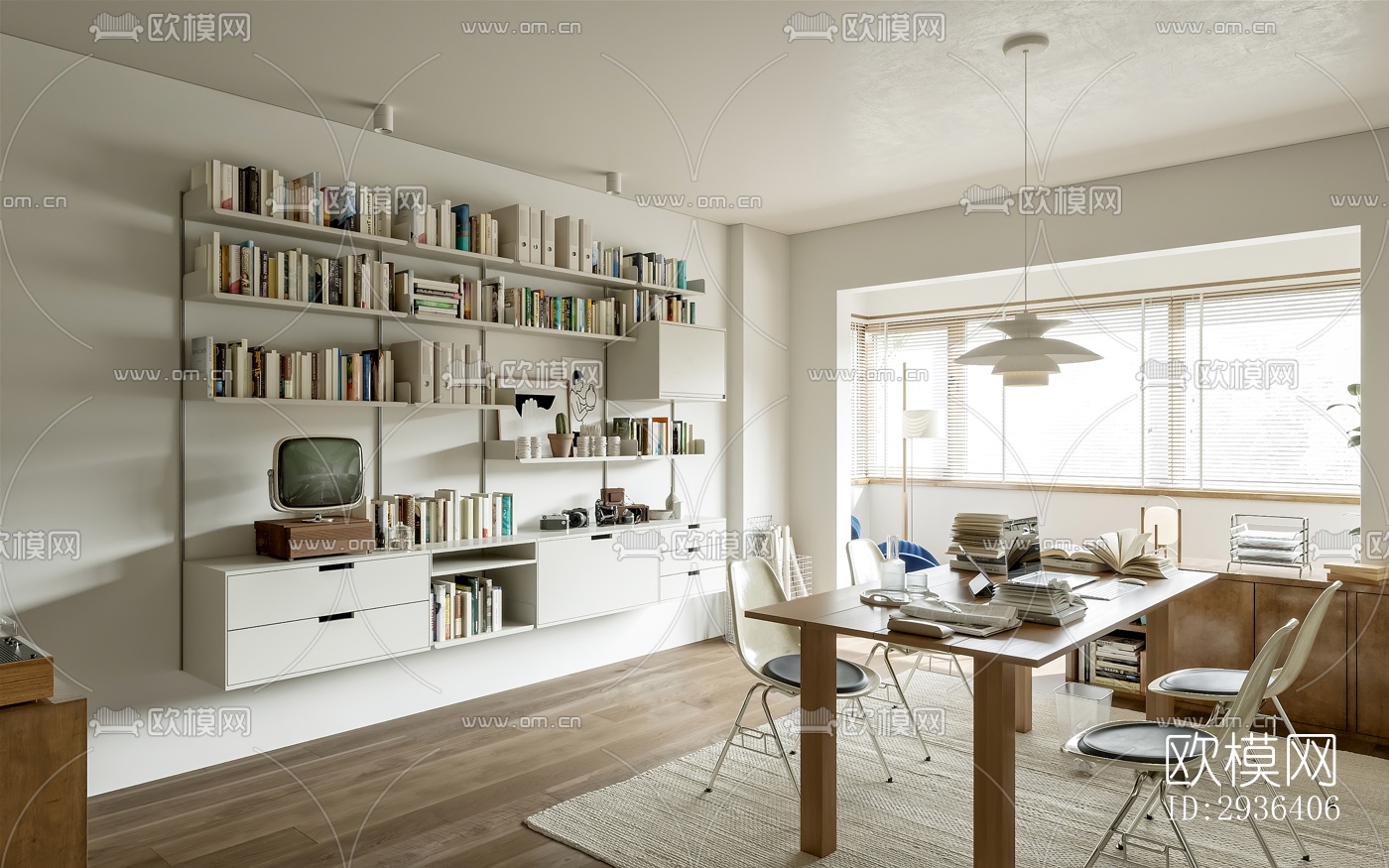 中古风办公区效果图下载（渲染图16）
