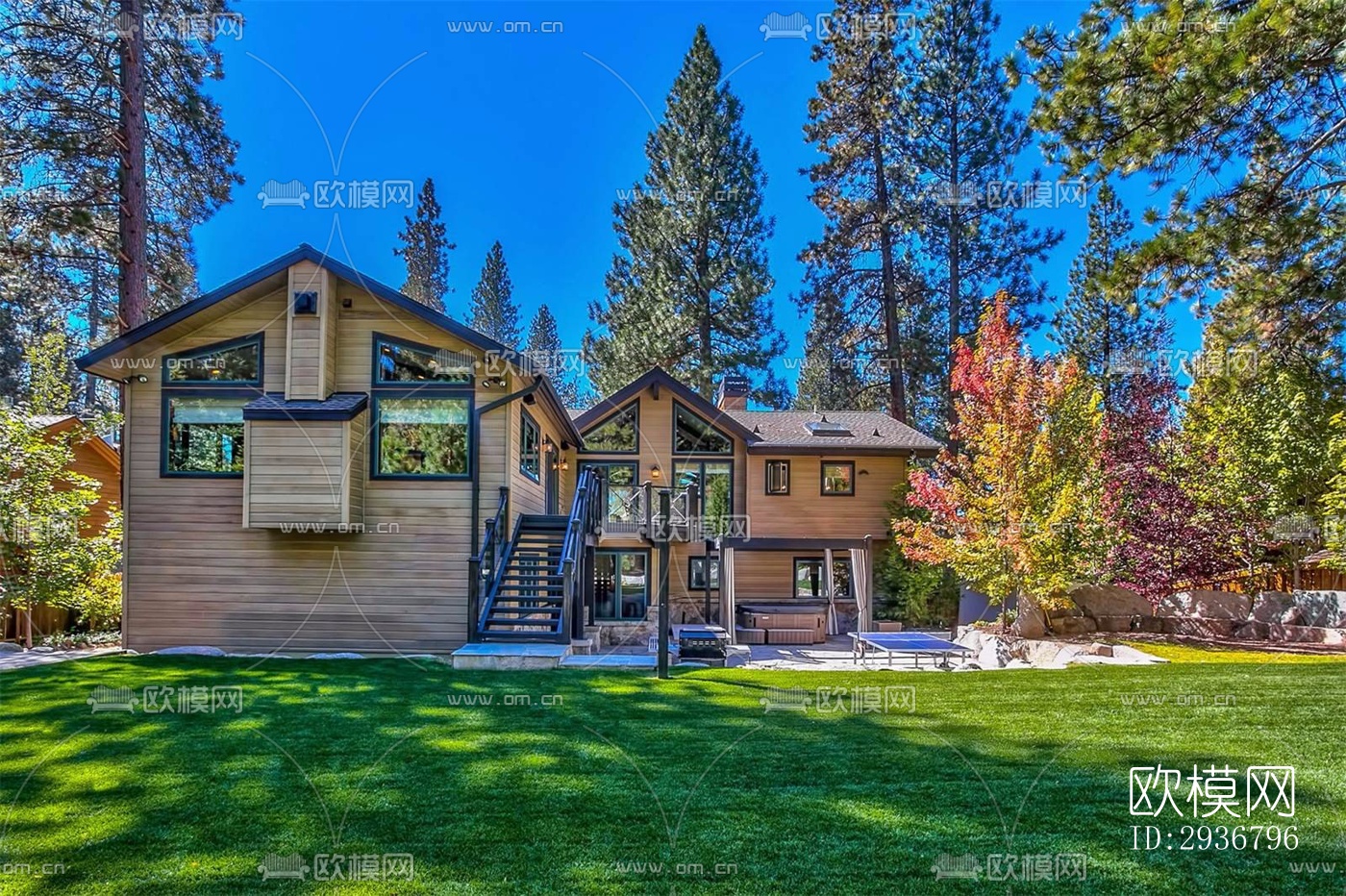 美式居住建筑效果图下载（渲染图7）