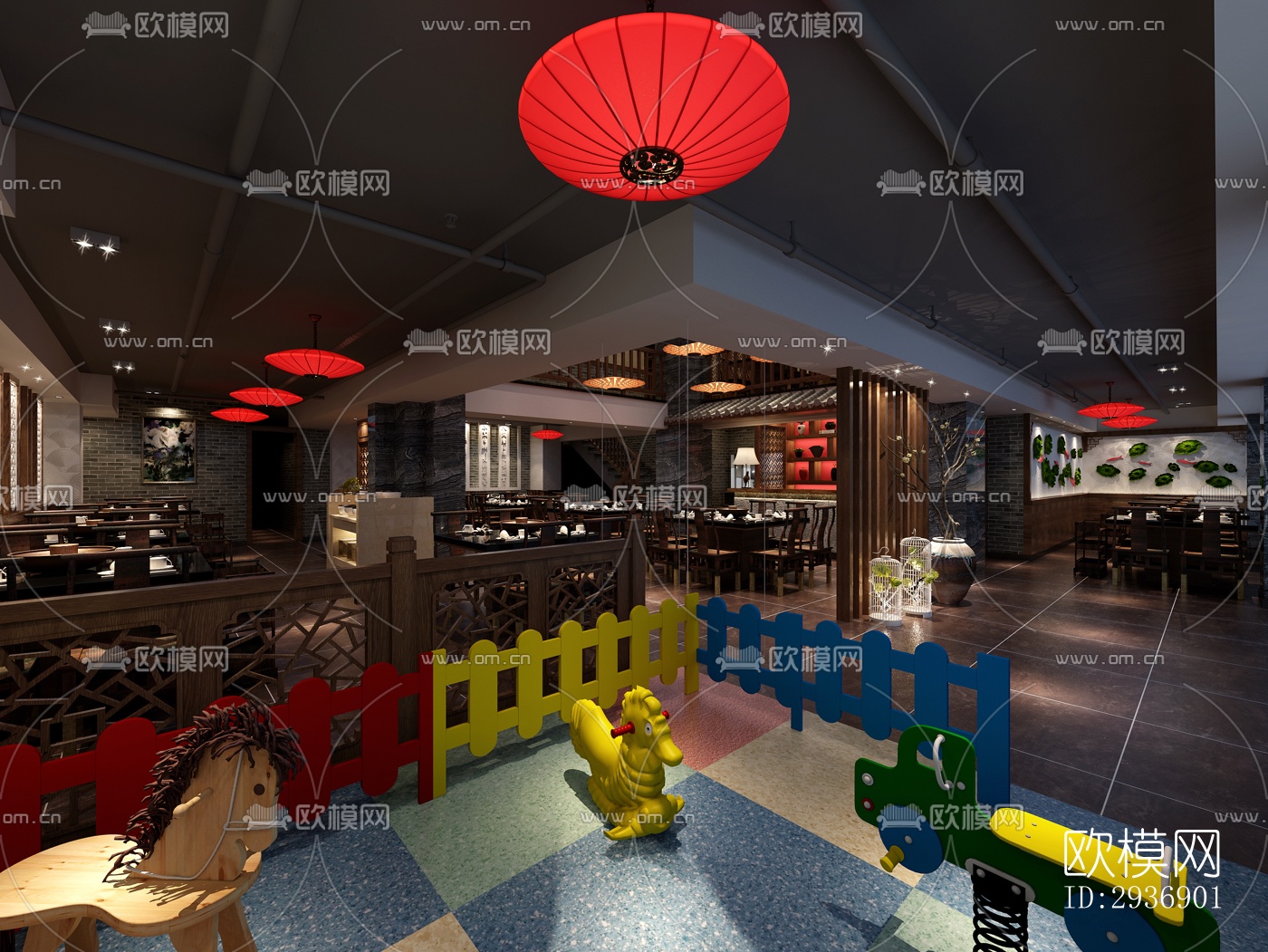 中式中餐厅效果图下载（渲染图2）
