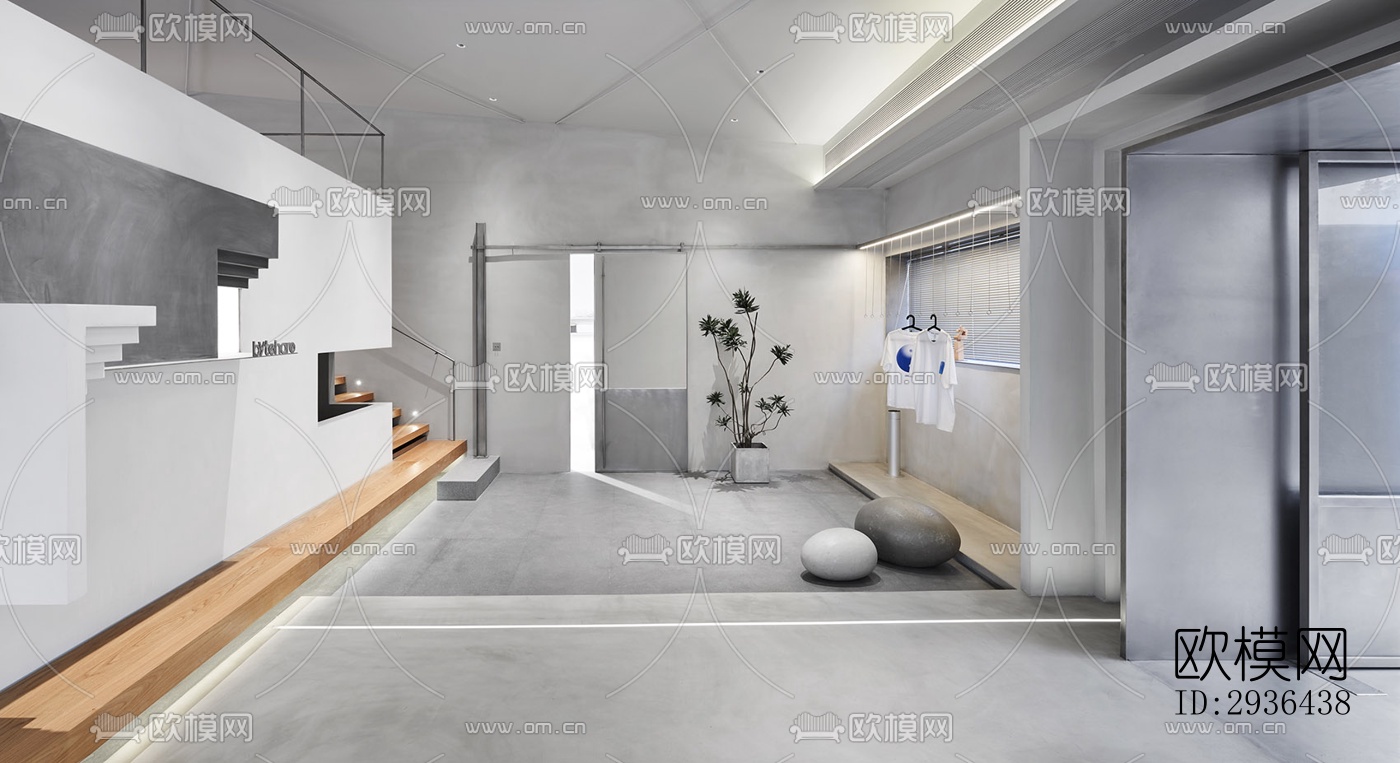 工业风办公区效果图下载（渲染图14）