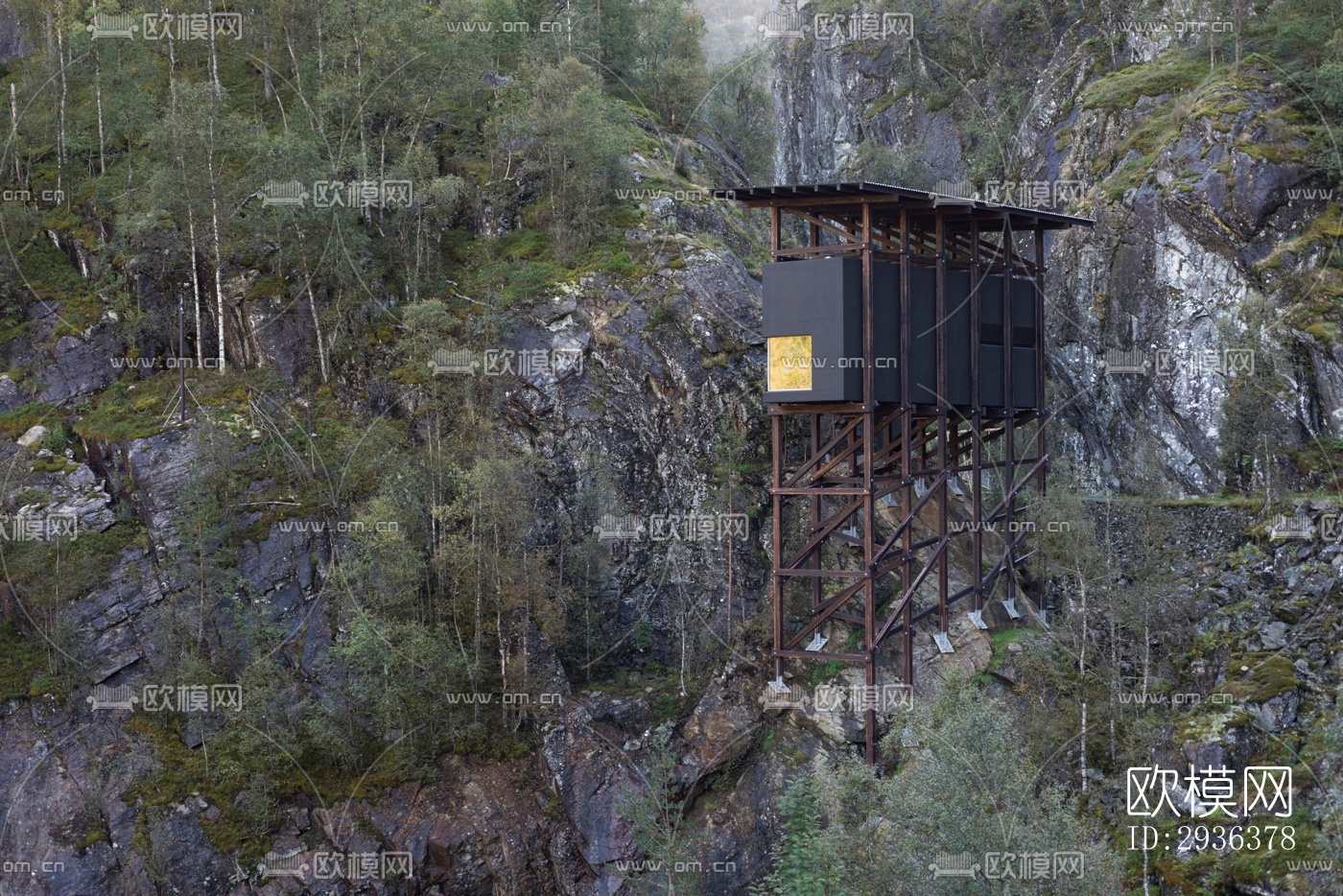 高级灰美术博物馆效果图下载（渲染图3）