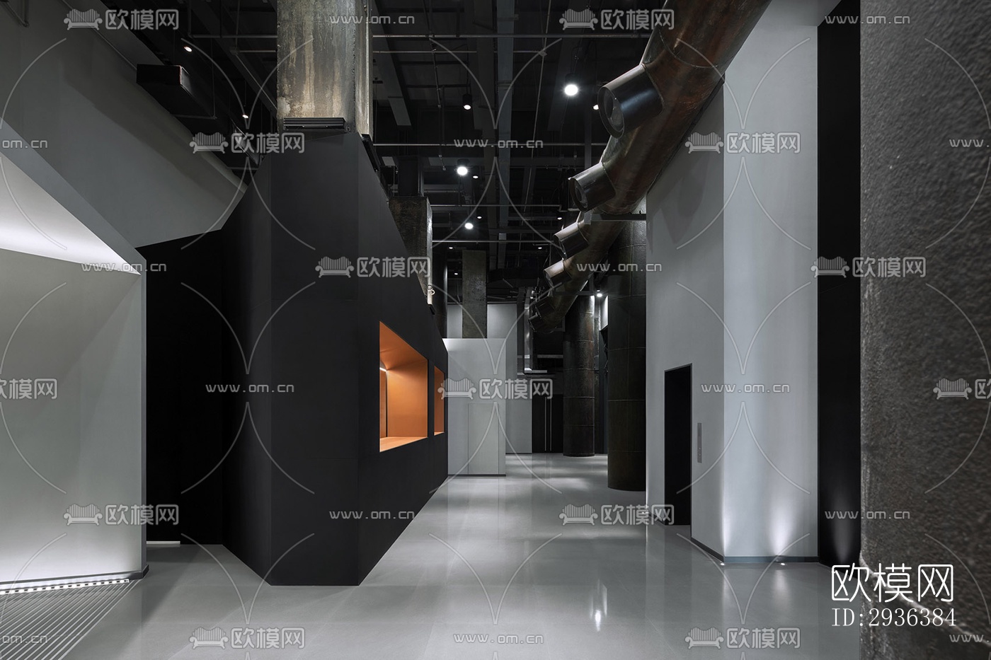 高级灰美术博物馆效果图下载（渲染图12）
