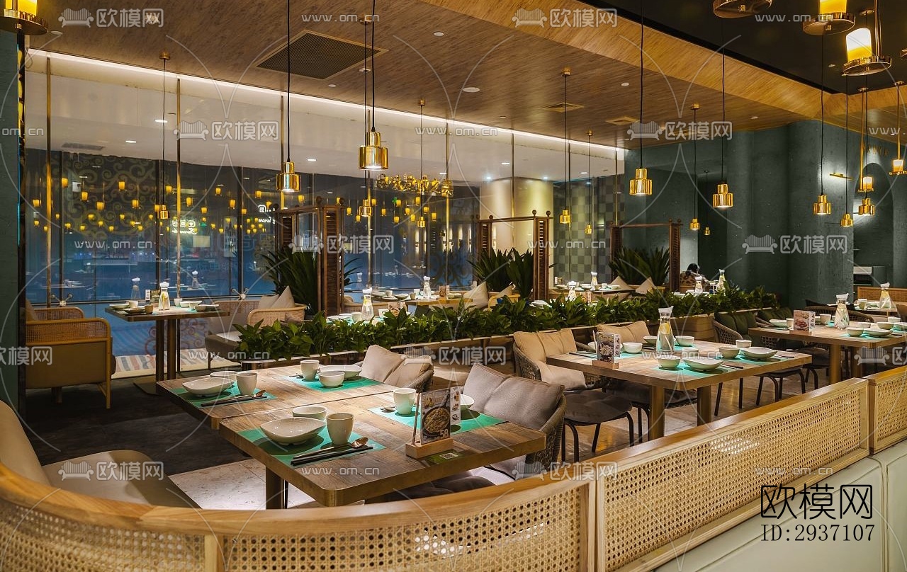 东南亚西餐厅效果图下载（渲染图9）