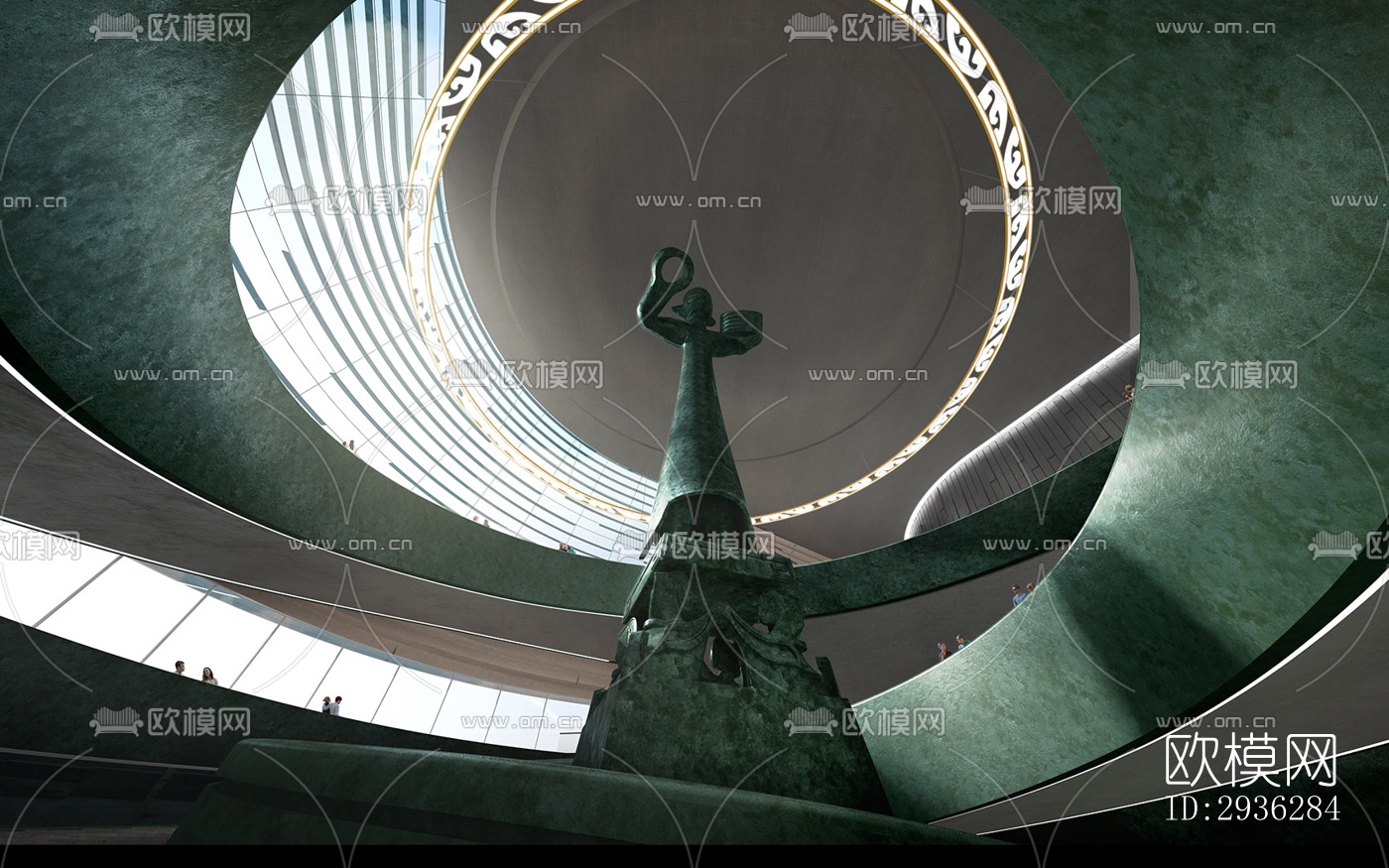 新中式美术博物馆效果图下载（渲染图12）