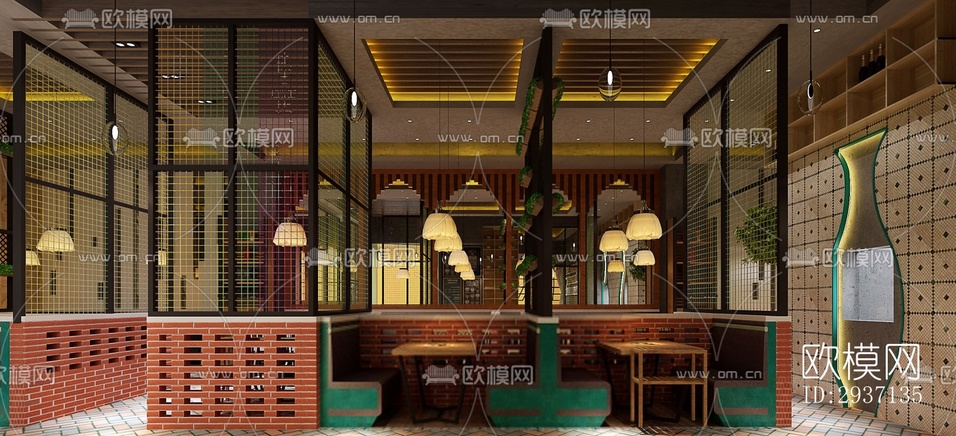 美式西餐廳效果圖下載(渲染圖6)