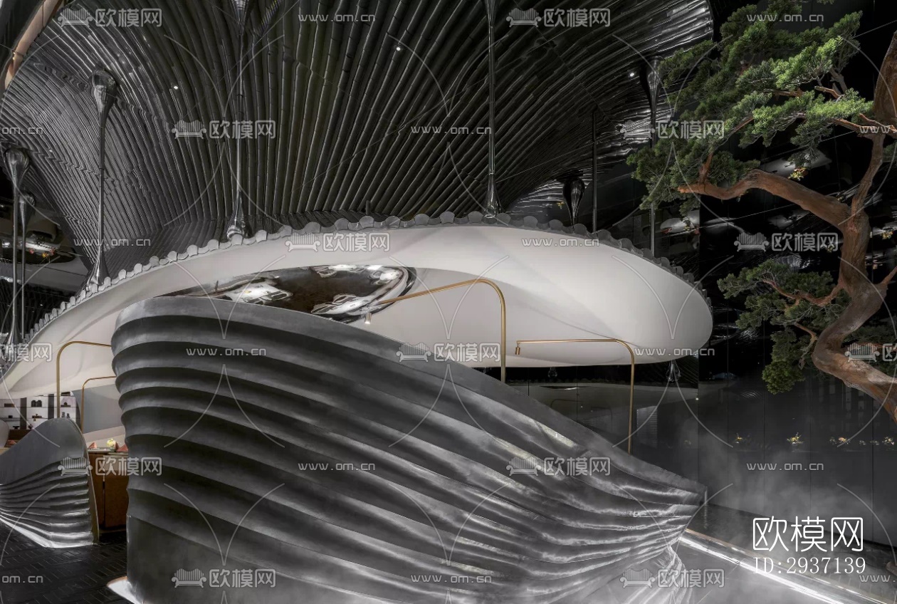 高级灰西餐厅效果图下载（渲染图8）