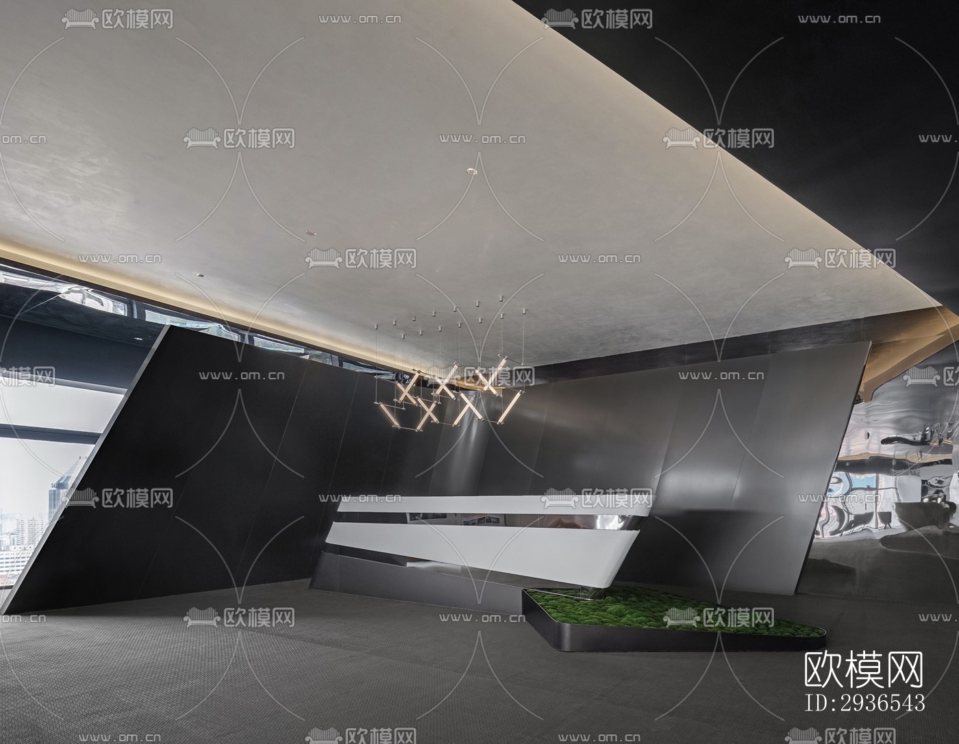 高级灰办公区效果图下载（渲染图11）