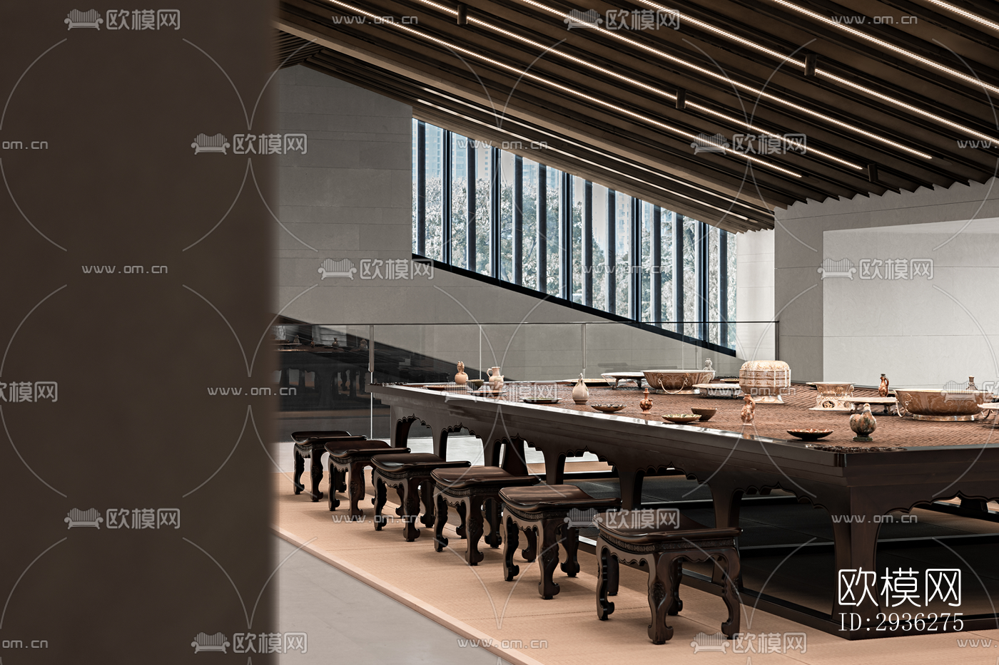 新中式美术博物馆效果图下载（渲染图5）