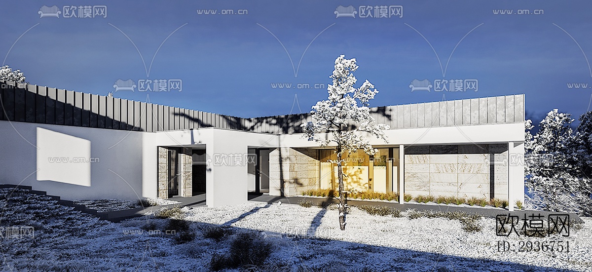 现代居住建筑效果图下载（渲染图19）