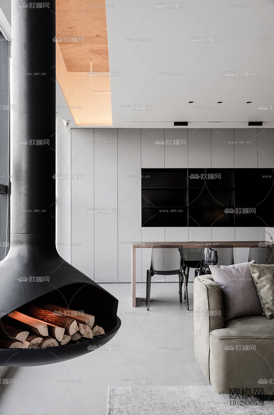 高级灰办公区效果图下载（渲染图9）