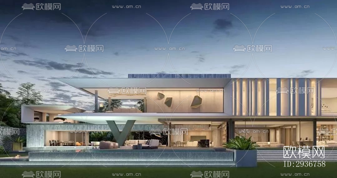 现代居住建筑效果图下载（渲染图3）